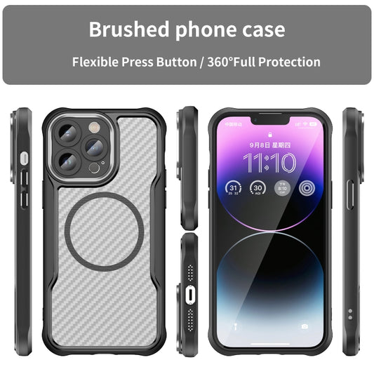 Carbon Fiber Texture MagSafe Translucent Phone Case